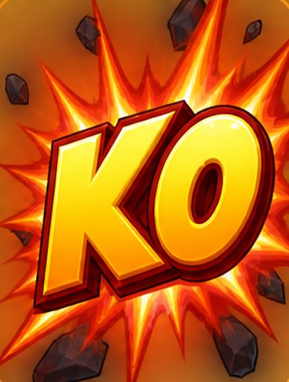 Orange explosion showing the word KO after the opponent goes down