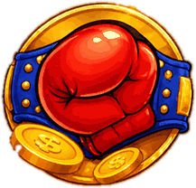 Red boxing glove on a gold medallion